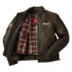 Men’s Indian Motorcycle Handmade Leather Jacket – Genuine Cowhide Biker Riding Jacket | Classic Streetwear