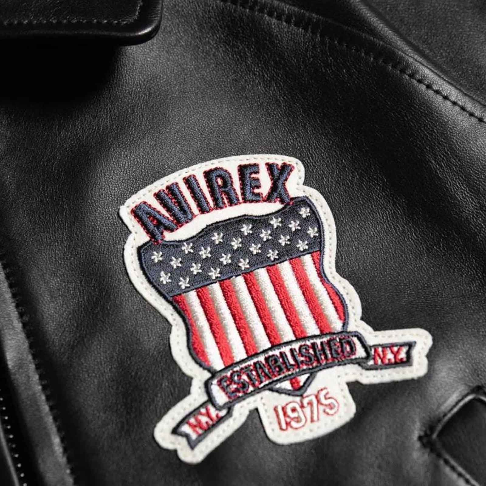 Avirex USA Cropped Icon Black Leather Jacket for Women – Genuine Cowhide Varsity Bomber Streetwear