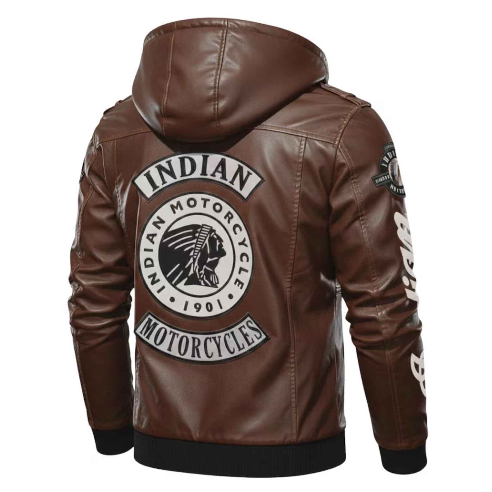 Handmade Men’s Indian Motorcycle Jacket – Brown Cowhide Leather Biker Rider Coat with Armor Pockets