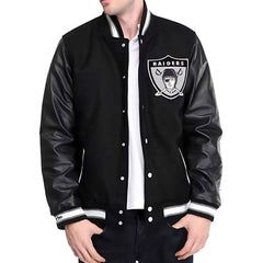 NFL Raiders Letterman Jacket – Premium Varsity Wool & Leather Design
