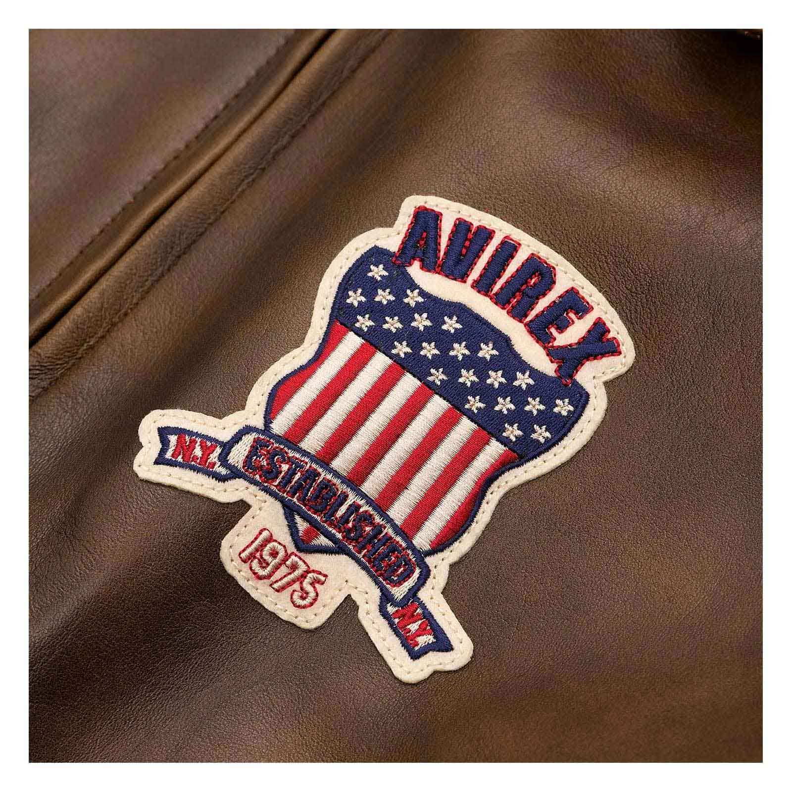 Handmade Men’s Iconic Avirex Brown Leather Bomber Jacket – Classic Aviator Style