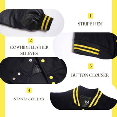 SialFit American Style Unisex Letterman Jacket – Wool Body, Genuine Leather Sleeves