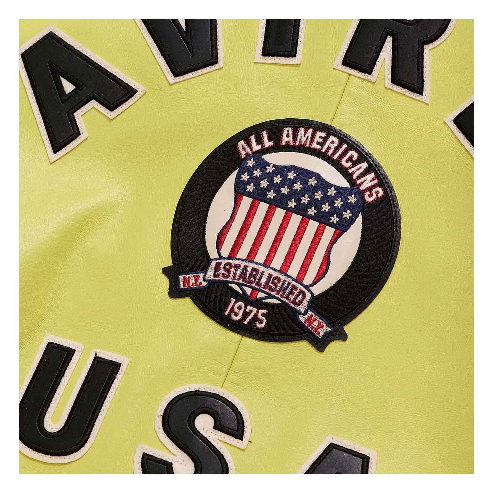 Handmade Men’s Iconic Avirex Lime Green Leather Bomber Flight Jacket