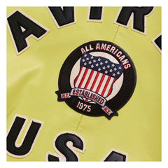 Handmade Men’s Iconic Avirex Lime Green Leather Bomber Flight Jacket