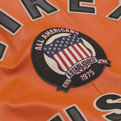 AVIREX Stylish USA Edition Orange Leather Bomber Jacket – Genuine Cowsoft Leather Streetwear Jacket for Daily Wear