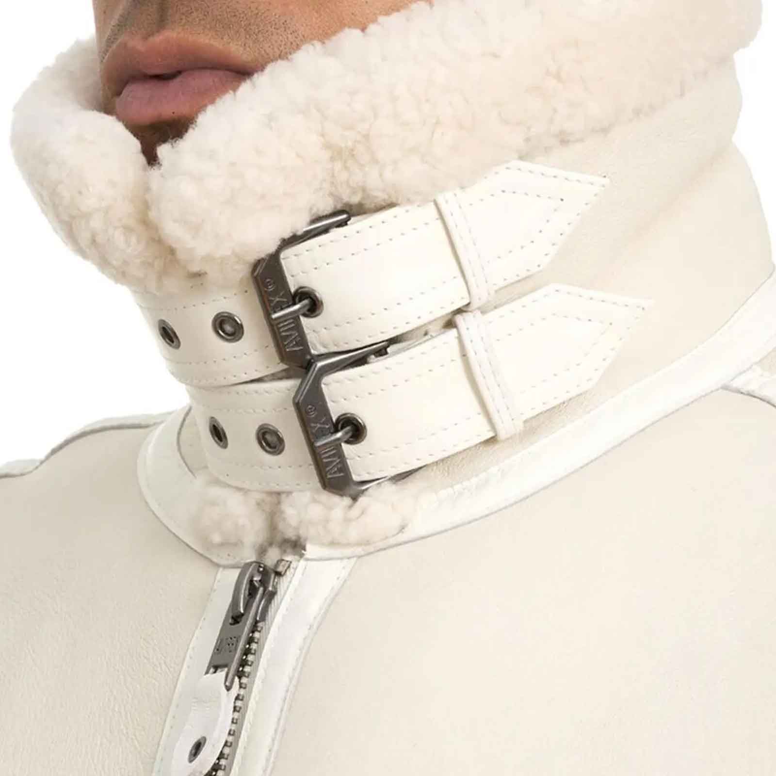 Men’s Avirex Handmade Sheepskin Leather Bomber Jacket with Faux Fur Lining – USA Embroidery Patches B3 Style