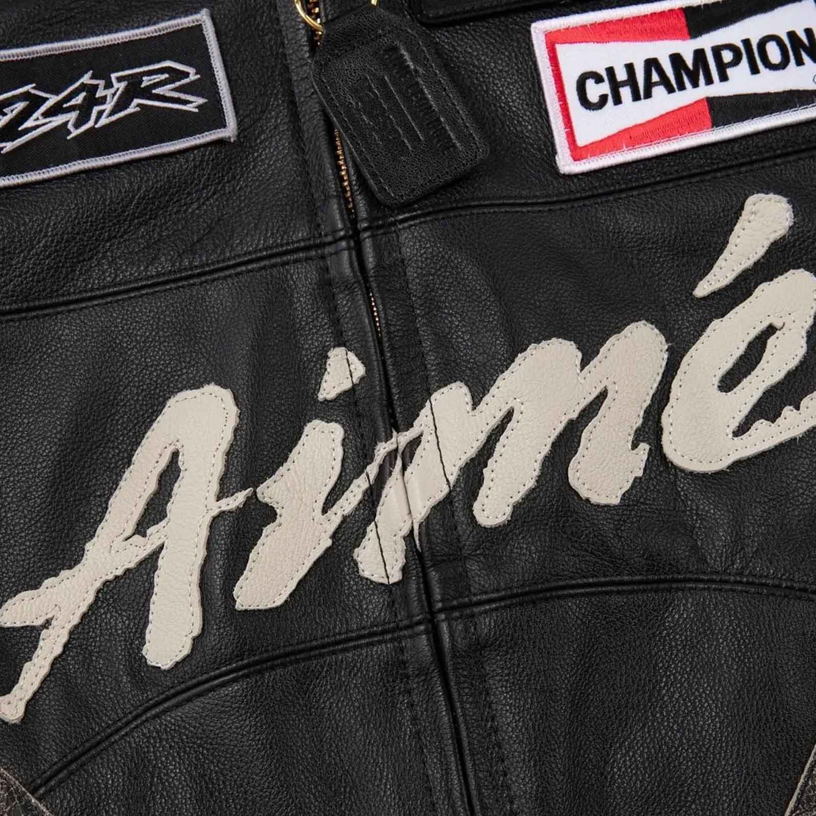 Vintage Style Aime Leon Dore Cowhide Leather Motorcycle Racing Jacket x Vanson – Men’s Embroidered Biker Coat (Gift)