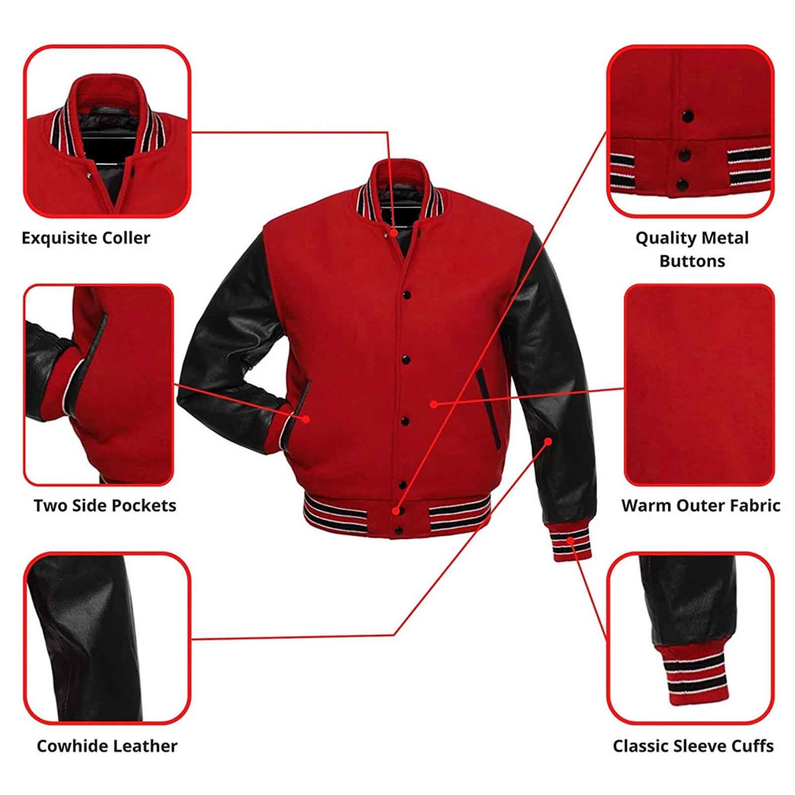 Personalized Letterman Jacket – Wool Varsity Bomber with Custom Embroidery